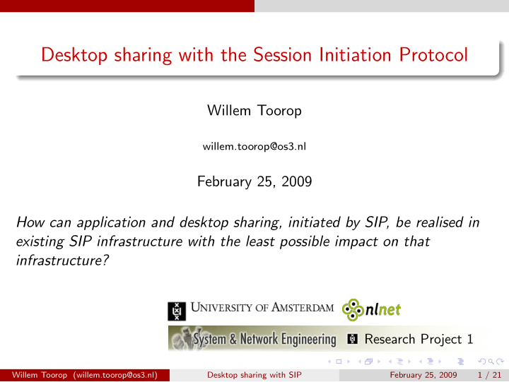 desktop sharing with the session initiation protocol