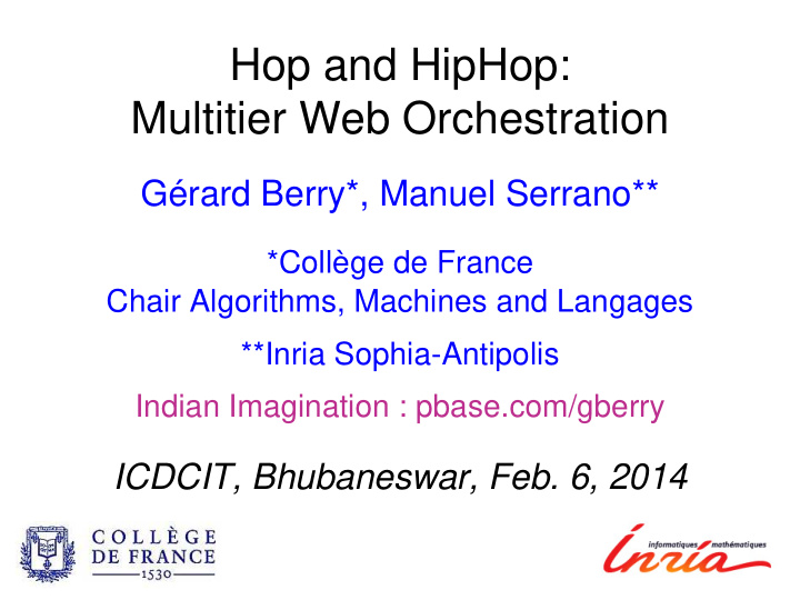 hop and hiphop multitier web orchestration