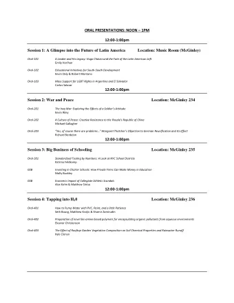 ORAL PRESENTATIONS: NOON  1PM  12:00-1:00pm  Session 1: A Glimpse into the Future of Latin