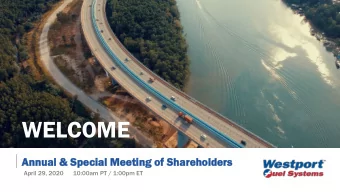 WELCOME  Annual  ual &amp; Specia  ecial M  l Meet  etin  ing o  g of S  Shareh  rehold  olders