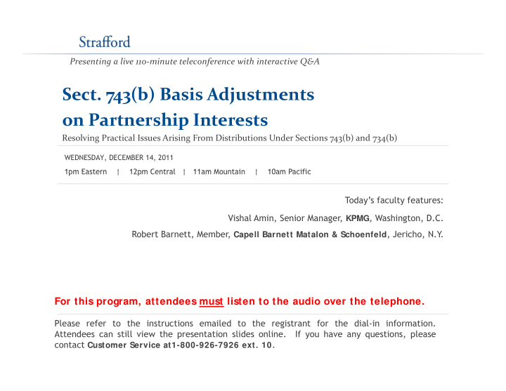 sect 743 b basis adjustments on partnership interests on