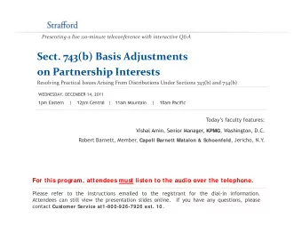 Sect. 743(b) Basis Adjustments on Partnership Interests on Partnership Interests Resolving