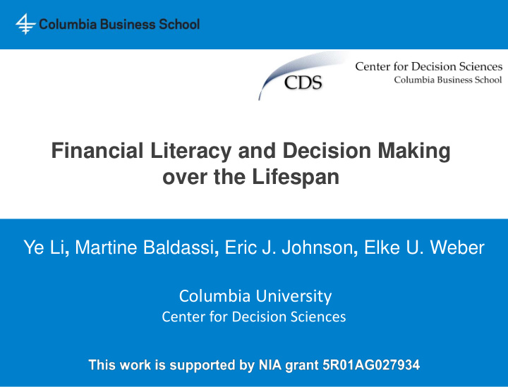 financial literacy and decision making over the lifespan