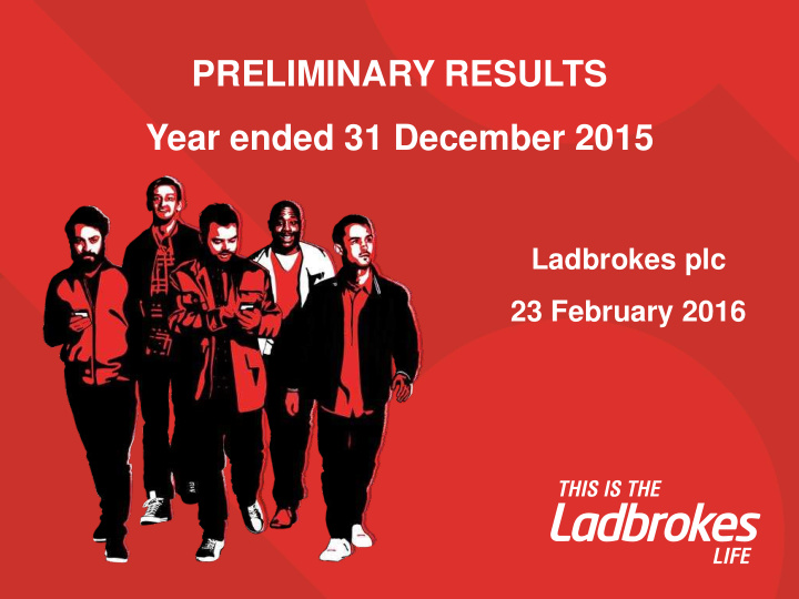 preliminary results year ended 31 december 2015