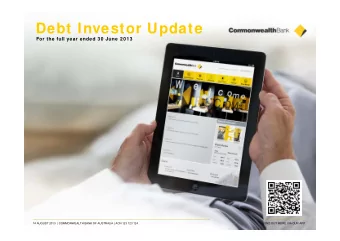 Debt Investor Update  For the full year ended 30 June 2013  0  14 AUGUST 2013  | COMMONWEALTH BANK
