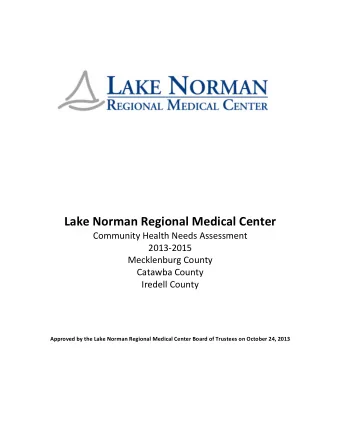 Lake  Norman  Regional  Medical  Center    Community  Health  Needs