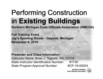 Performing Construction  Performing Construction in Existing Buildings in Existing Buildings