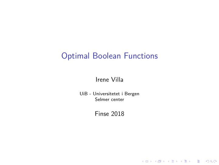 optimal boolean functions