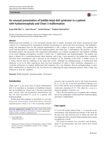 An unusual presentation of bobble-head doll syndrome in a patient  with hydranencephaly and Chiari