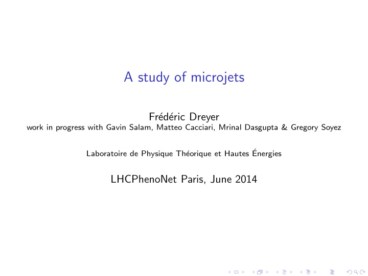 a study of microjets