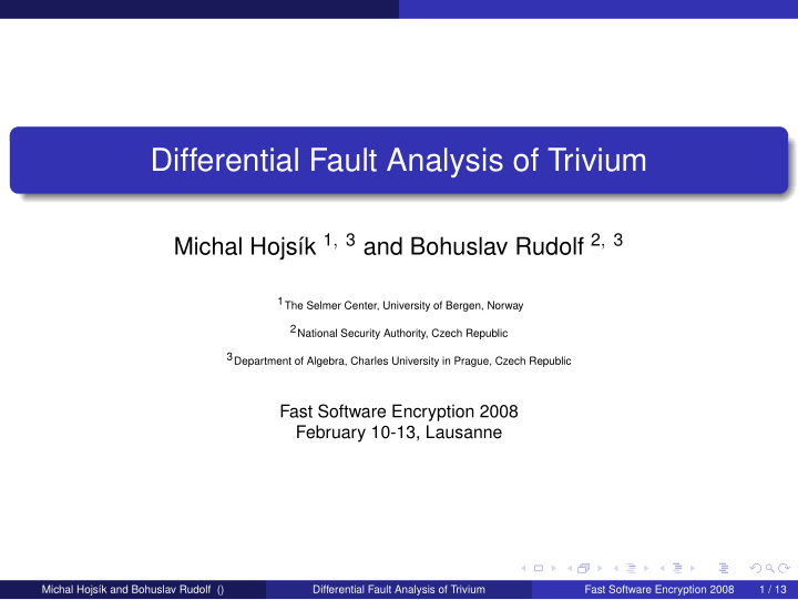 differential fault analysis of trivium