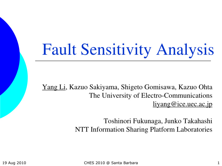 fault sensitivity analysis