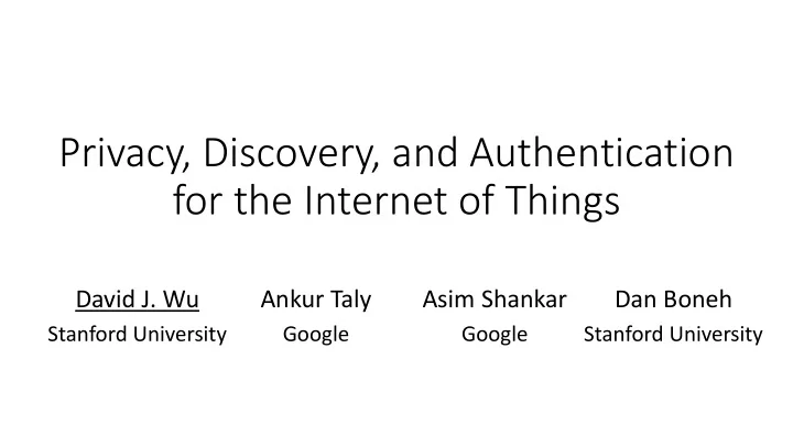 for the internet of things