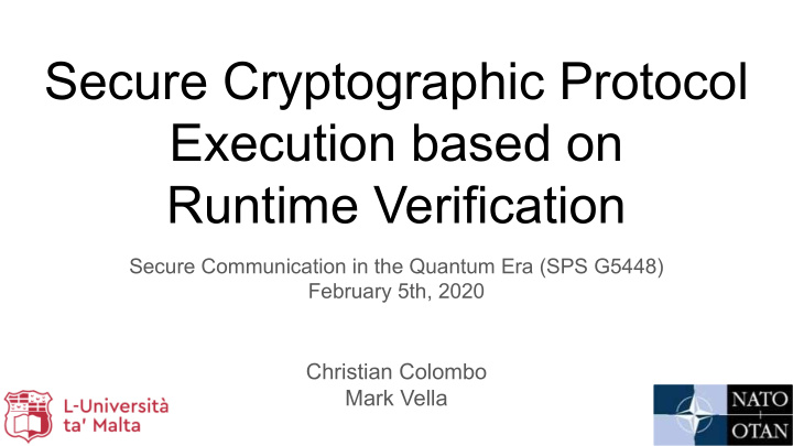 secure cryptographic protocol execution based on runtime