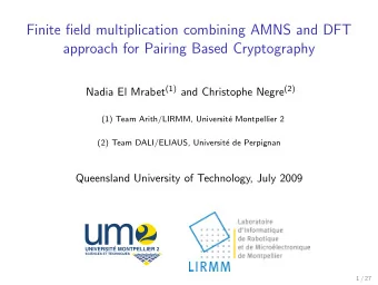 Finite field multiplication combining AMNS and DFT  approach for Pairing Based Cryptography Nadia