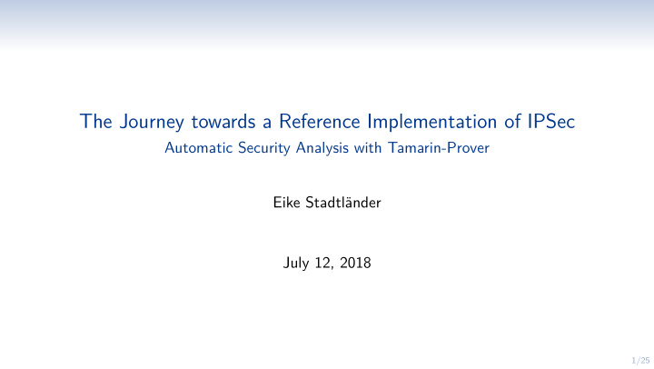 the journey towards a reference implementation of ipsec