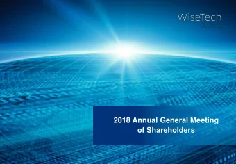 2018 Annual General Meeting  of Shareholders  Andrew Harrison  Chair  WiseTech Global - FY18