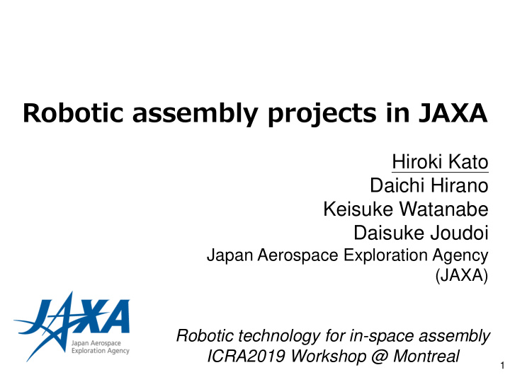 robotic assembly projects in jaxa