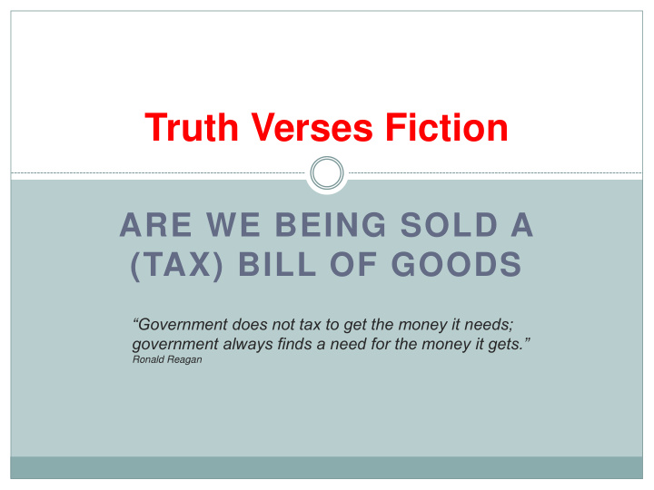 truth verses fiction