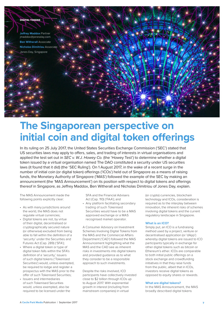 the singaporean perspective on initial coin and digital