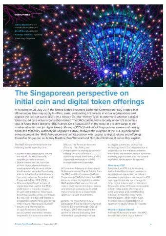 The Singaporean perspective on initial coin and digital token o f eringss  In its ruling on 25 July