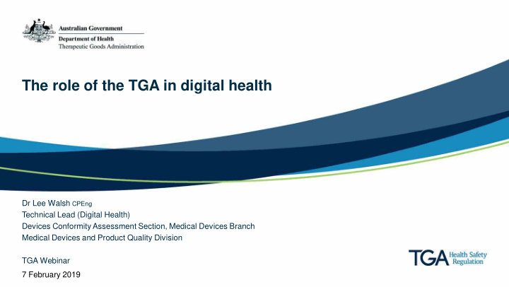 the role of the tga in digital health