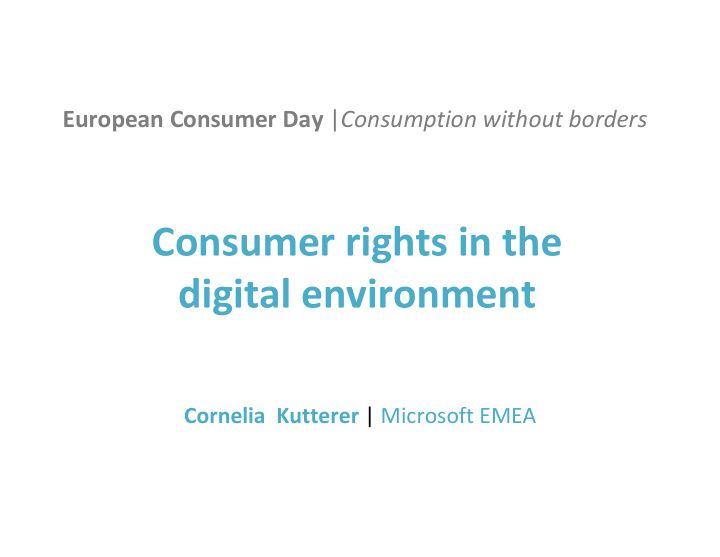 consumer rights in the digital environment