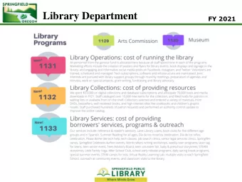 Library Department  FY 2021 Library Department  FY 2021  Library Organization Chart  Springfield