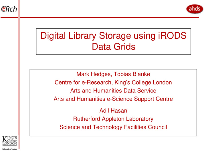 digital library storage using irods data grids