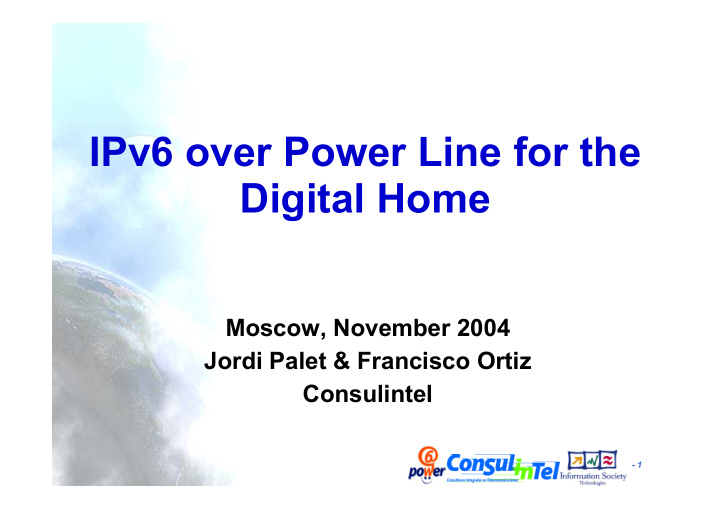 ipv6 over power line for the digital home
