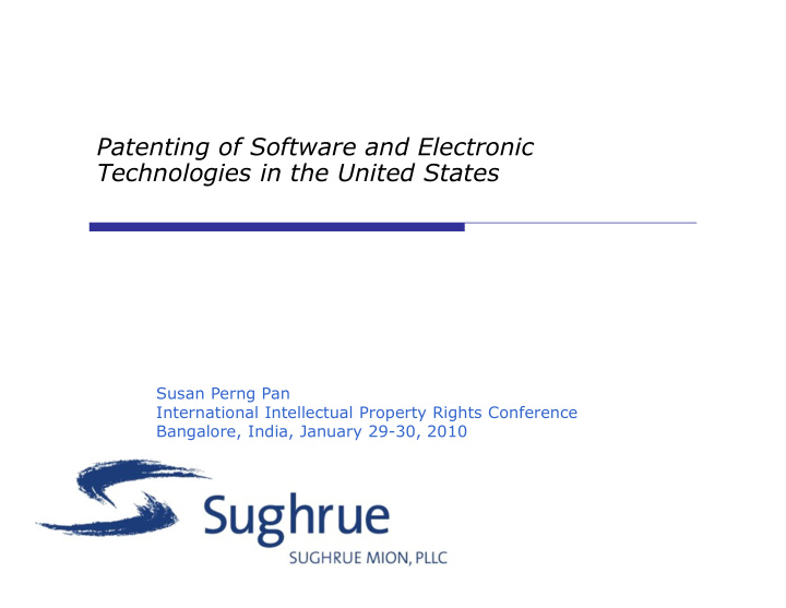 patenting of software and electronic technologies in the