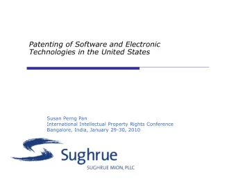 Patenting of Software and Electronic  Technologies in the United States  Susan Perng Pan