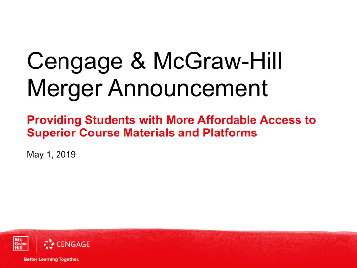 cengage mcgraw hill merger announcement