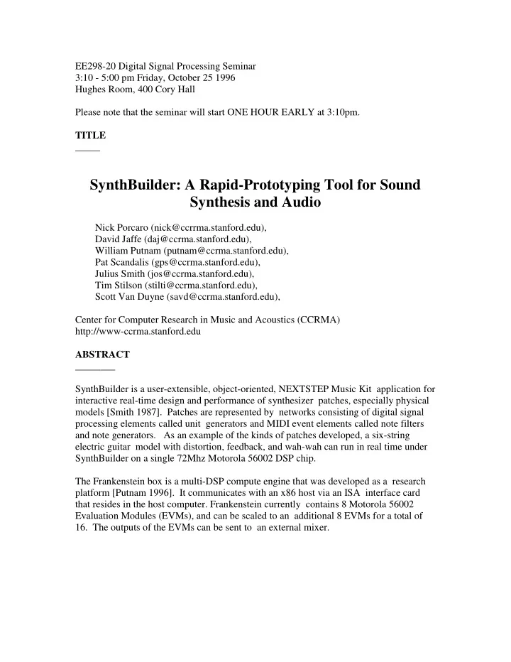 synthbuilder a rapid prototyping tool for sound synthesis