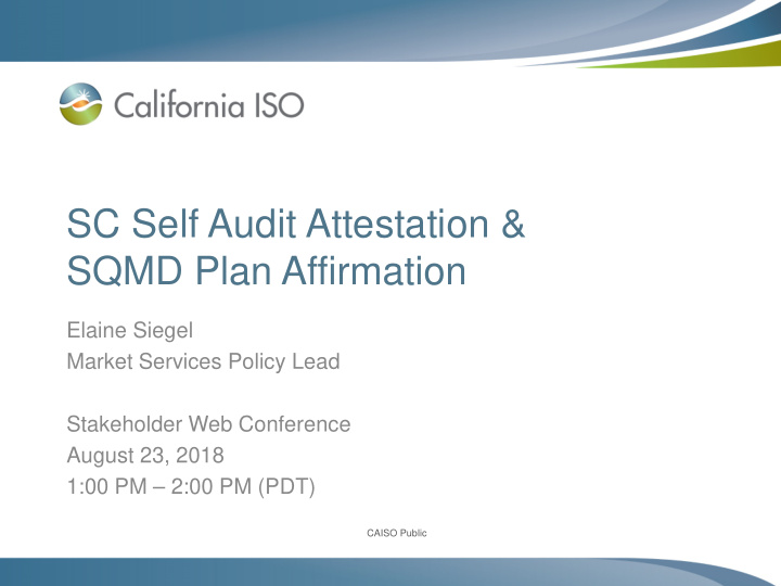 sc self audit attestation sqmd plan affirmation