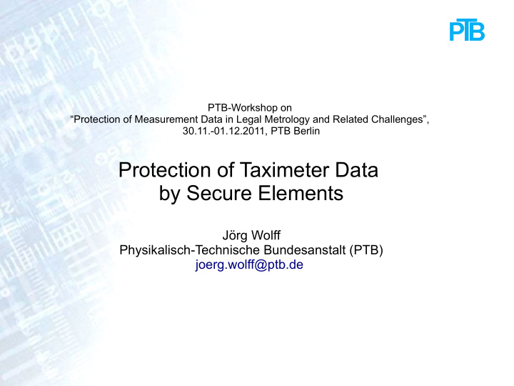 protection of taximeter data by secure elements