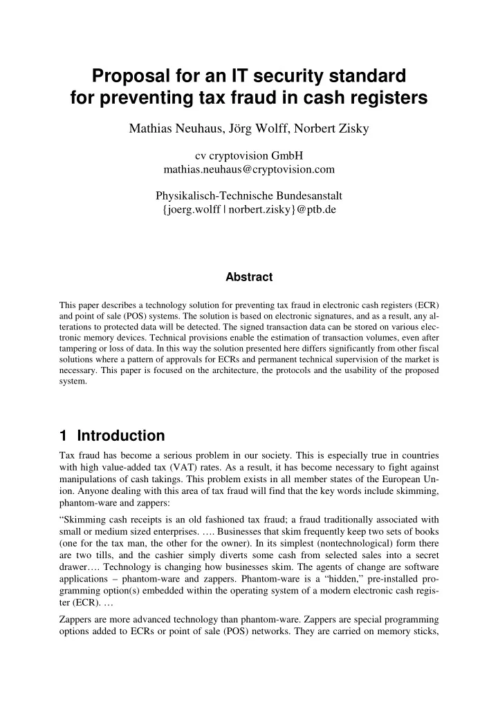proposal for an it security standard for preventing tax