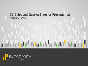 2016 Second Quarter Investor Presentation  August 3, 2016  Disclaimers  This presentation contains