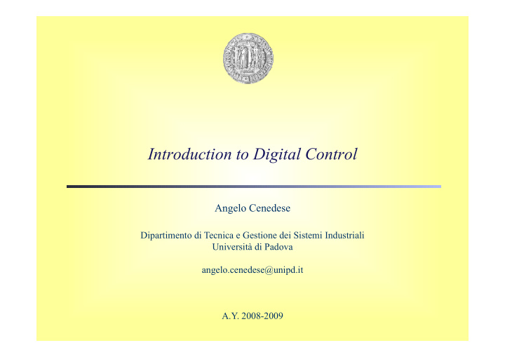 introduction to digital control