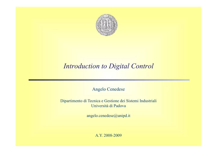 introduction to digital control