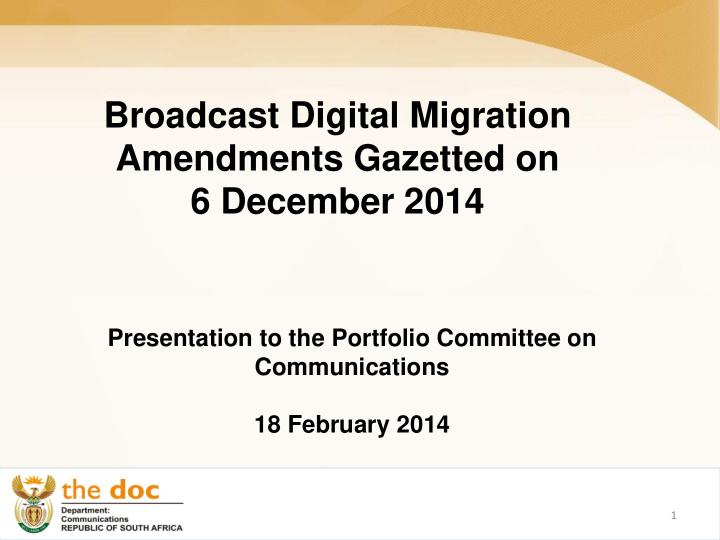 broadcast digital migration amendments gazetted on 6