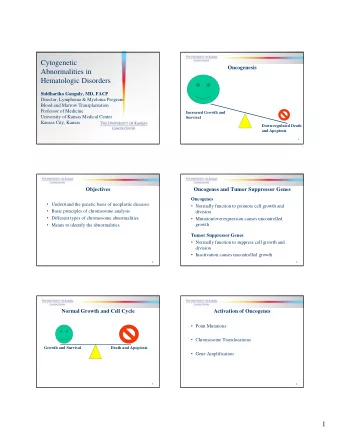 Cytogenetic  Oncogenesis  Abnormalities in  Hematologic Disorders  Siddhartha Ganguly, MD, FACP