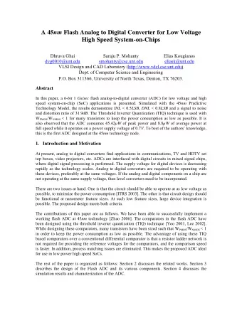 A 45 nm Flash Analog to Digital Converter for Low Voltage  High Speed System-on-Chips Dhruva Ghai