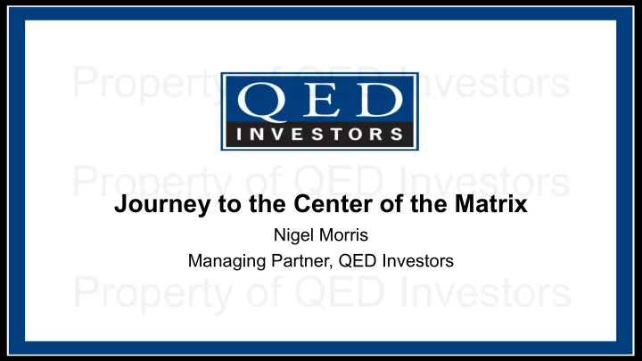 journey to the center of the matrix