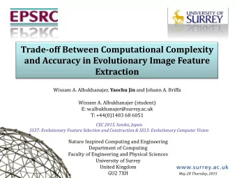 Trade-off Between Computational Complexity  and Accuracy in Evolutionary Image Feature  Extraction