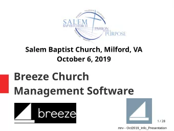 Breeze Church  Management Software  1 / 28  mrv - Oct2019_Info_Presentation  What We Will Cover