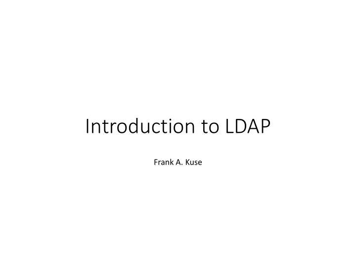 introduction to ldap