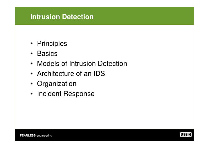 intrusion detection principles basics models of intrusion