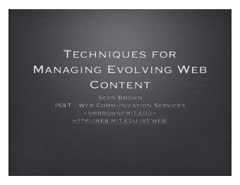 Overview   Introduction   Outline of Presentation   Audience Survey  Techniques for