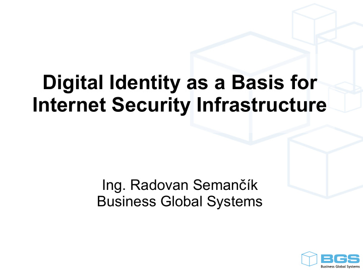 digital identity as a basis for internet security